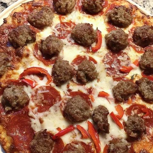 Delicious Sausage Crusted Keto Pizza with Peppers