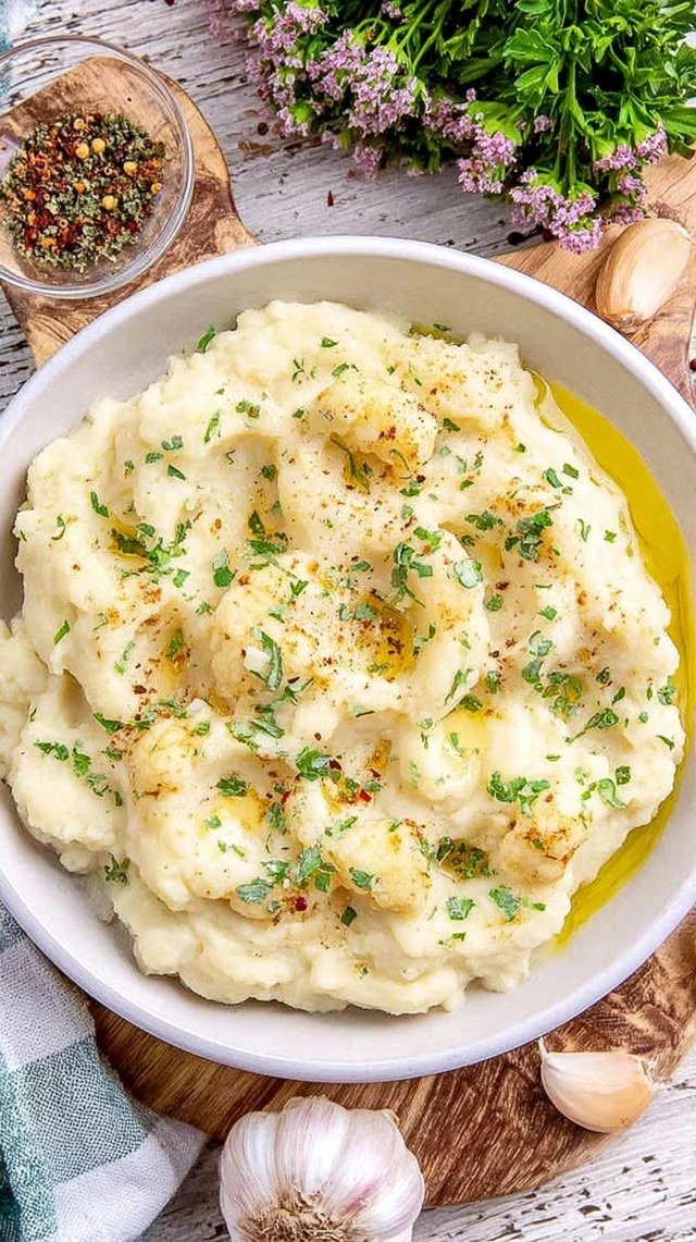 Creamy Garlic Mashed Cauliflower Recipe